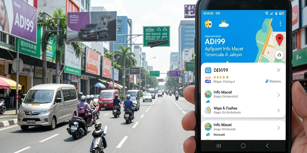 Tampilan antarmuka ADI99 yang menarik dan informatif tentang kondisi lalu lintas.