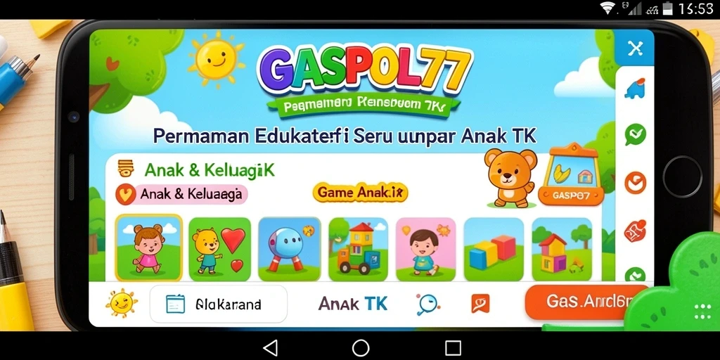 Tampilan antarmuka aplikasi GASPOL77 yang ceria dan edukatif.