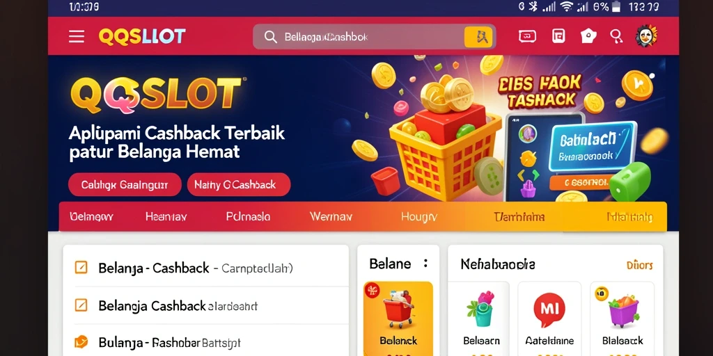 Antarmuka QQSLOT menampilkan berbagai penawaran cashback menarik.
