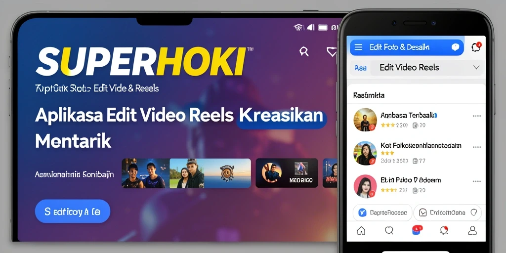 Tampilan antarmuka <strong>SUPERHOKI</strong> saat mengedit video reels yang menarik.