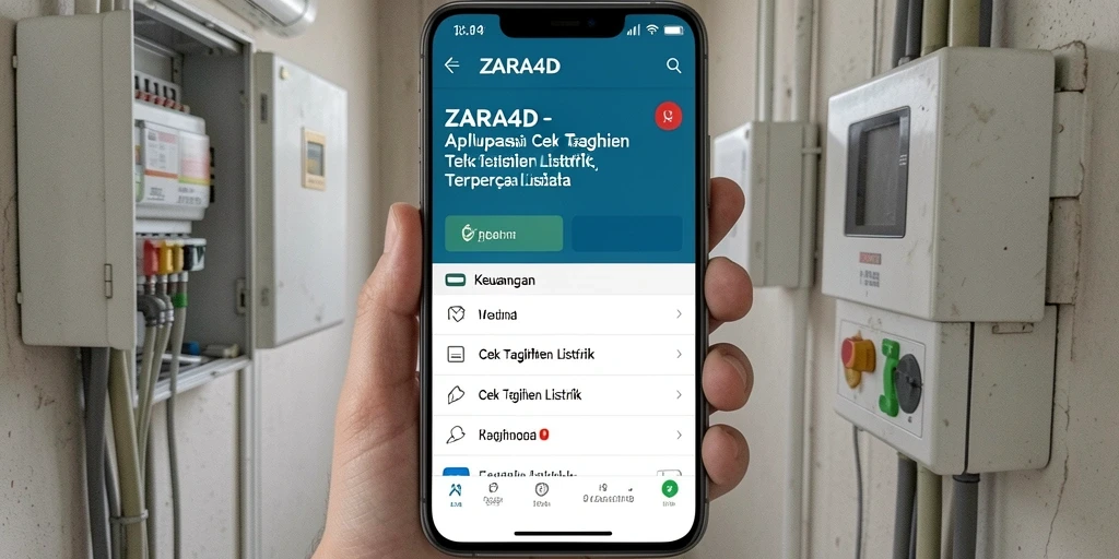 Antarmuka aplikasi ZARA4D untuk cek tagihan listrik.